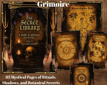 The Secret Library: Dark Academia Grimoire Journal – Witchcraft Book of Shadows, 83 Gothic Printable PDF