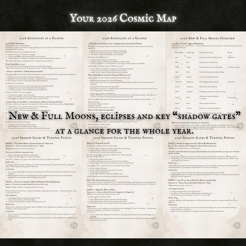 Working Text Sheets.pdf 2026 Astrology Planner PDF, Shadow Work Journal, Lunar Calendar, Ritual ...