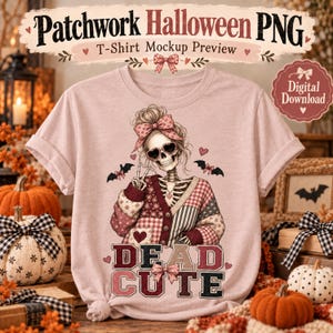 Pacchetto PNG di Halloween patchwork, 5 design trasparenti per magliette, patchwork dopo il buio