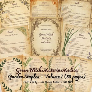 Groene heks Materia Medica: 30 kruidengrimoirepagina&#39;s (pdf/JPG)