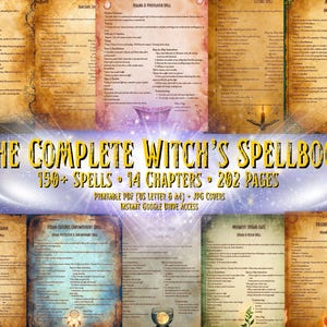 Witch’s Spellbook Grimoire, Spells & Rituals for Protection, Love, Healing, Prosperity, Moon Phases, Wicca, Pagan, Printable Grimoire