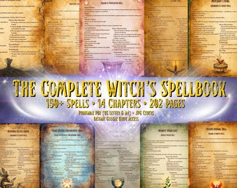 Printable Witch Spellbook PDF | 150+ Spells & Rituals | Complete Book of Shadows