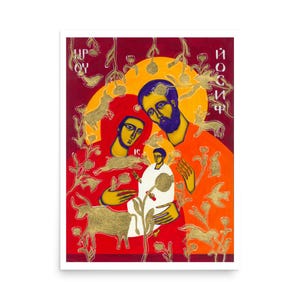 Sainte Famille - Poster, cadeau des grands-parents, art chrétien moderne, cadeau catholique pour la famille