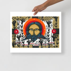 Jésus-Christ - Sainte-Face, impression sur papier, art sacré, cadeau pour parrain et marraine, décoration murale chrétienne, cadeau du père