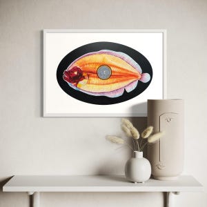 Profeta Giona nel pesce – Icona moderna, arte biblica, stampa artistica, arredamento cristiano, cornice in legno