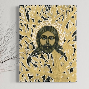Sainte Face de Jésus, impression sur toile, art icône moderne, cadeau chrétien pour papa ou grand-père, décoration murale religieuse, cadeau spirituel