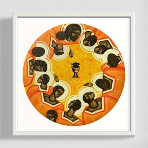 Das letzte Abendmahl moderne christliche Ikone | Jesus mit Aposteln Leinwanddruck | Ukrainisch-katholisches Wand-Kunst-Geschenk für Priester oder Erstkommunion