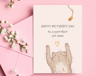 Mothers day card from cat, Digital Greeting Card, Cat Mom greeting card 5x7 Card, Cat Mothers day card