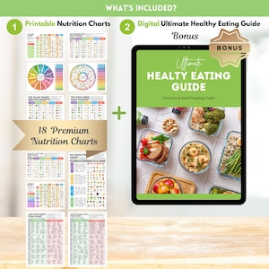 Master Nutrition Bundle Printable Nutrition Charts with Digital Ultimate Healthy Eating Guide All in One Meal Prep Reference Health Fit Diet