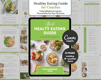 Fitness Coach EBook Editable Nutrition Guide for Coaches Personal Trainer Handbook for Clients Meal Prepping Guidebook Canva Template