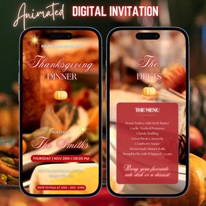 Thanksgiving Dinner Einladung Animierte Digitale Einladung zum Abendessen Vorlage Thanksgiving Video Evite Thanksgiving Party Friendsgiving Dinner