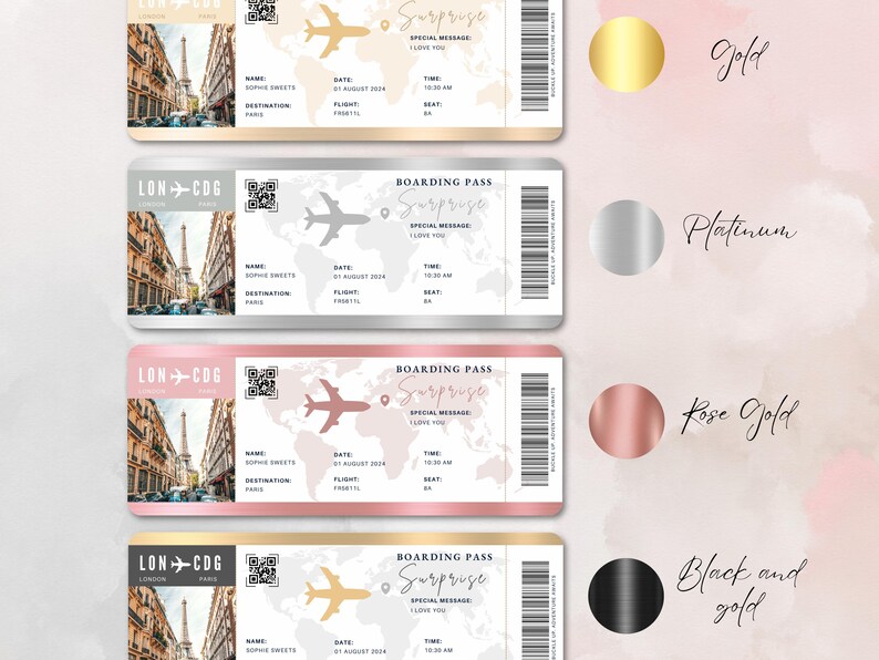 Surprise Trip Reveal Editable Boarding Pass Template Save The Date Boarding Invitation Surprise Ticket Rose Gold Plane Ticket Travel Gift