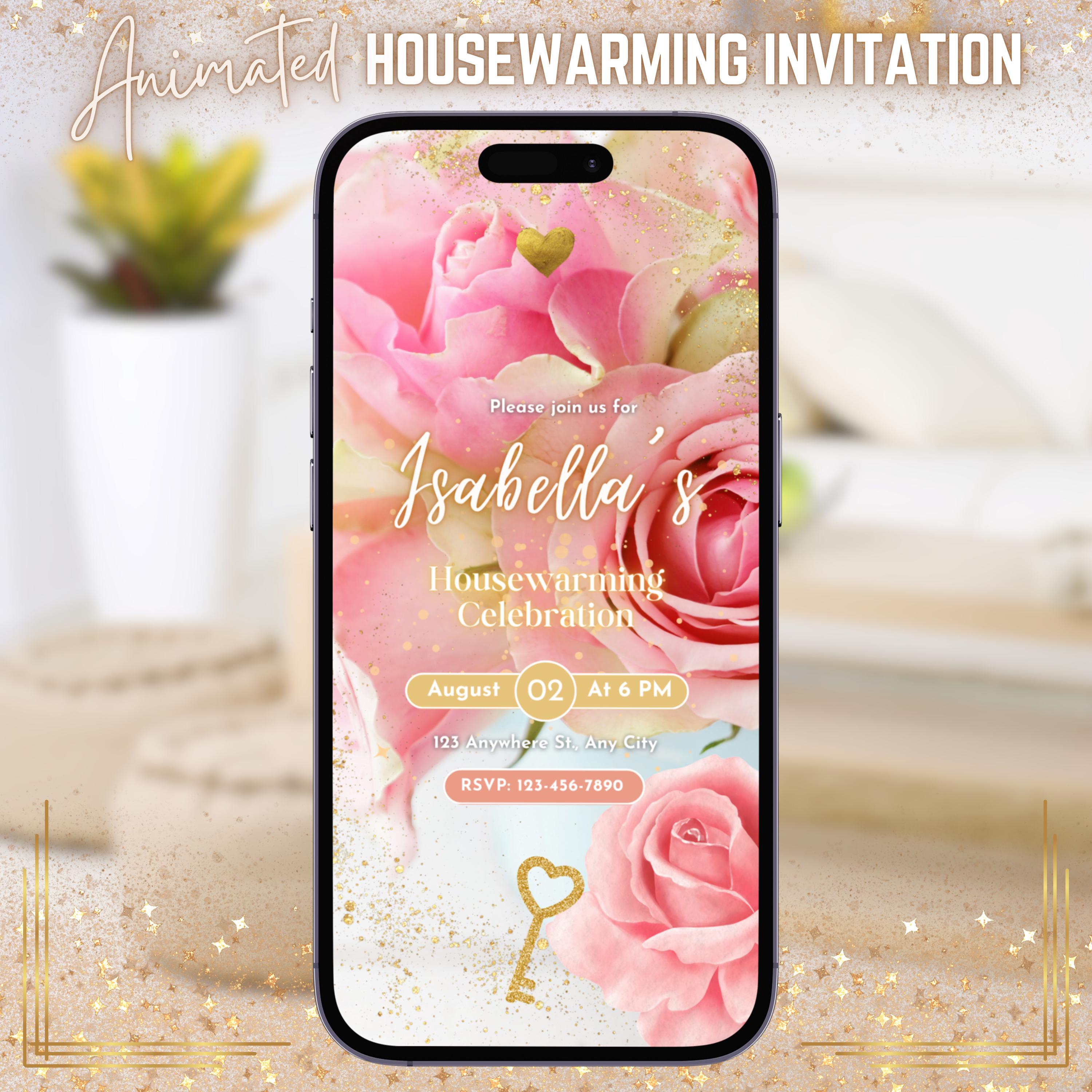 Housewarming Party Invitation Floral Digital Animated House Warming ...