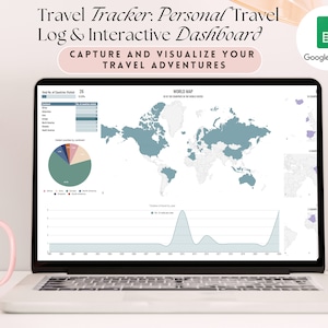 Travel Tracker Spreadsheet Personal Travel Log Interactive Dashboard Google Sheets Places Travelled Map Digital Travel Tracker World Map