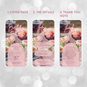 Birthday Brunch Invitation Template Digital Floral Party Animated Invitation Adult Birthday Elegant Flowers Video Garden Party Celebration