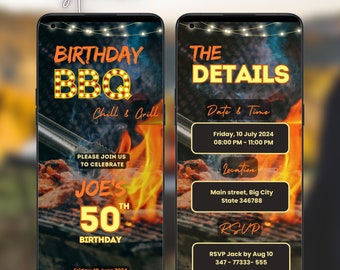 Backyard BBQ Invitation Template Birthday BBQ Chill & Grill Adult Birthday Cookout Invitation Editable Animated Video Birthday Invitation