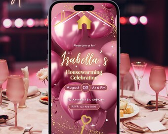 Housewarming Party Invitation Digital Animated House Warming Invite Rose Gold New Home Editable Template Housewarming Invite Home Owners