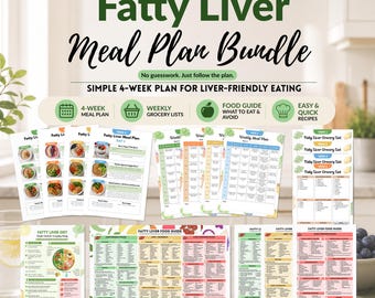 Fatty Liver Meal Plan Bundle PDF | 4 Week Diet Plan for NAFLD, MASLD | Food Chart + Grocery List | Liver Friendly Recipes | Printable Guide