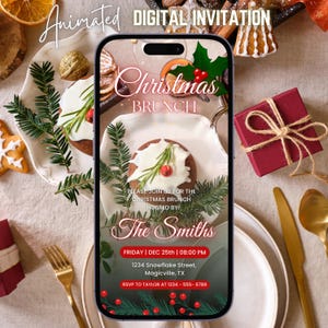 Digital Christmas Brunch Invitation Template Customizable Christmas Invitation Animated Xmas Holiday Family Dinner Video Invite Friendsmas