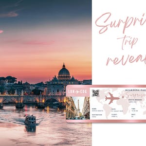 Surprise Trip Reveal Editable Boarding Pass Template Save The Date Boarding Invitation Surprise Ticket Rose Gold Plane Ticket Travel Gift