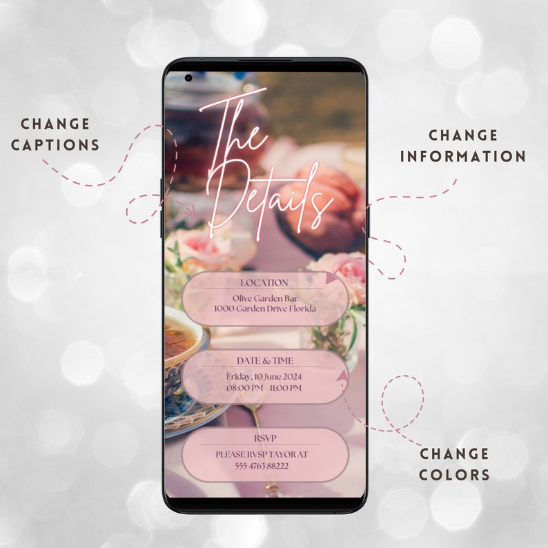 Birthday Brunch Invitation Template Digital Floral Party Animated Invitation Adult Birthday Elegant Flowers Video Garden Party Celebration