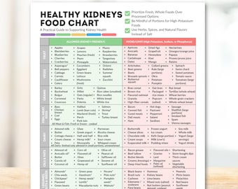 Healthy Kidneys Food Chart Printable Foods List for Kidney Support Guide Renal Diet Instant Digital Download Food Guide Nutrition Poster