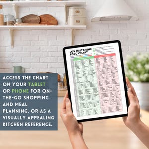 Low Histamine Food Chart Printable Foods List for Histamine Intolerance, Diet Guide Instant Digital Download Food Guide Nutrition Poster