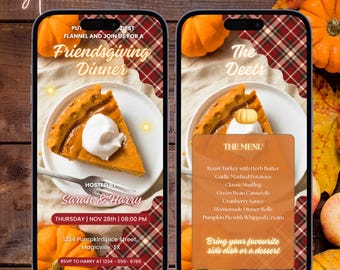 Friendsgiving-uitnodiging Thanksgiving-dineruitnodiging Digitale geanimeerde video-uitnodigingssjabloon Thanksgiving-video Thanksgiving-feestje