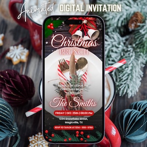 Christmas Brunch Invitation Template Customizable Christmas Invitation Digital Animated Xmas Holiday Family Dinner Video Invite Friendsmas