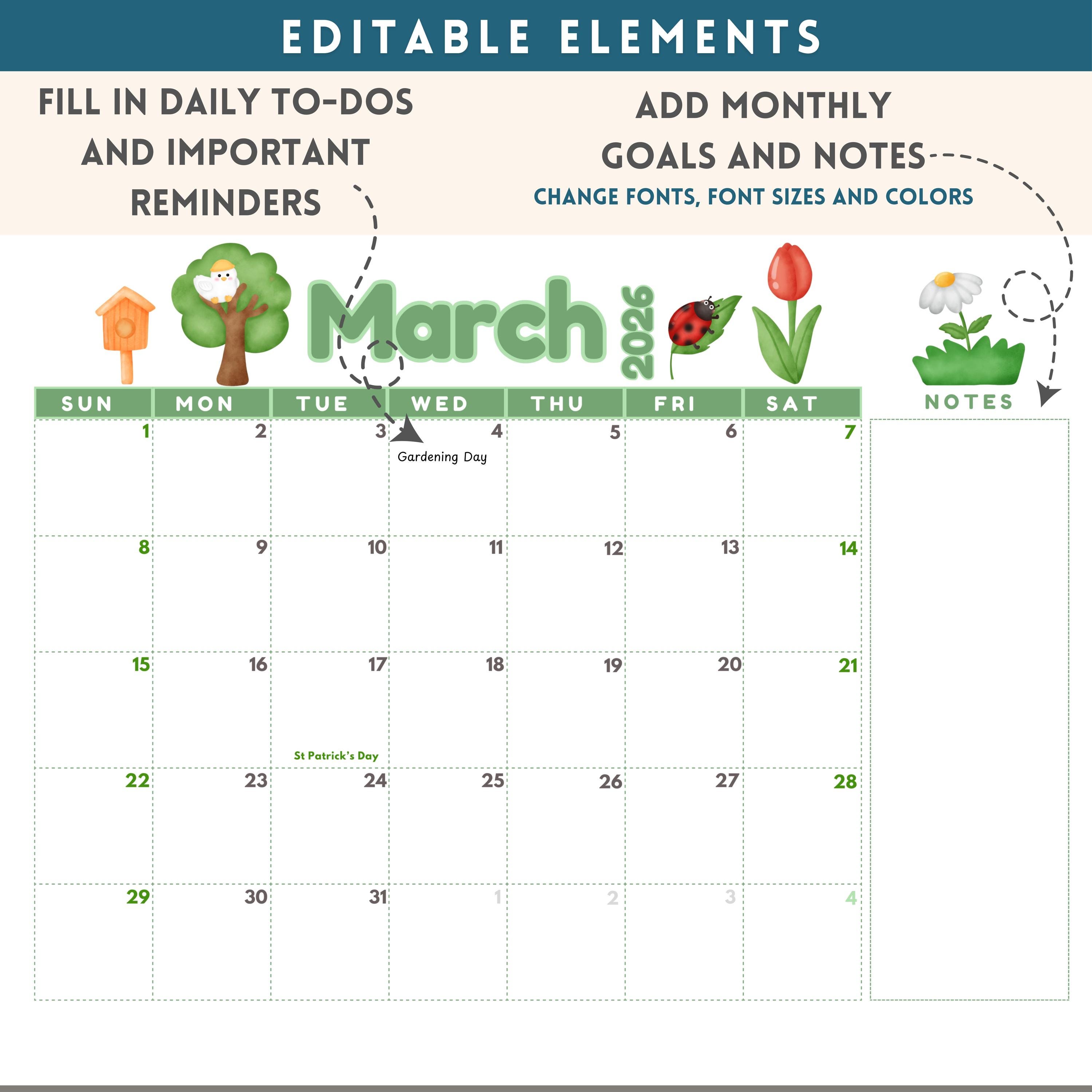 School Year Calendar 2026 Printable Monthly Calendar Editable Planner ...