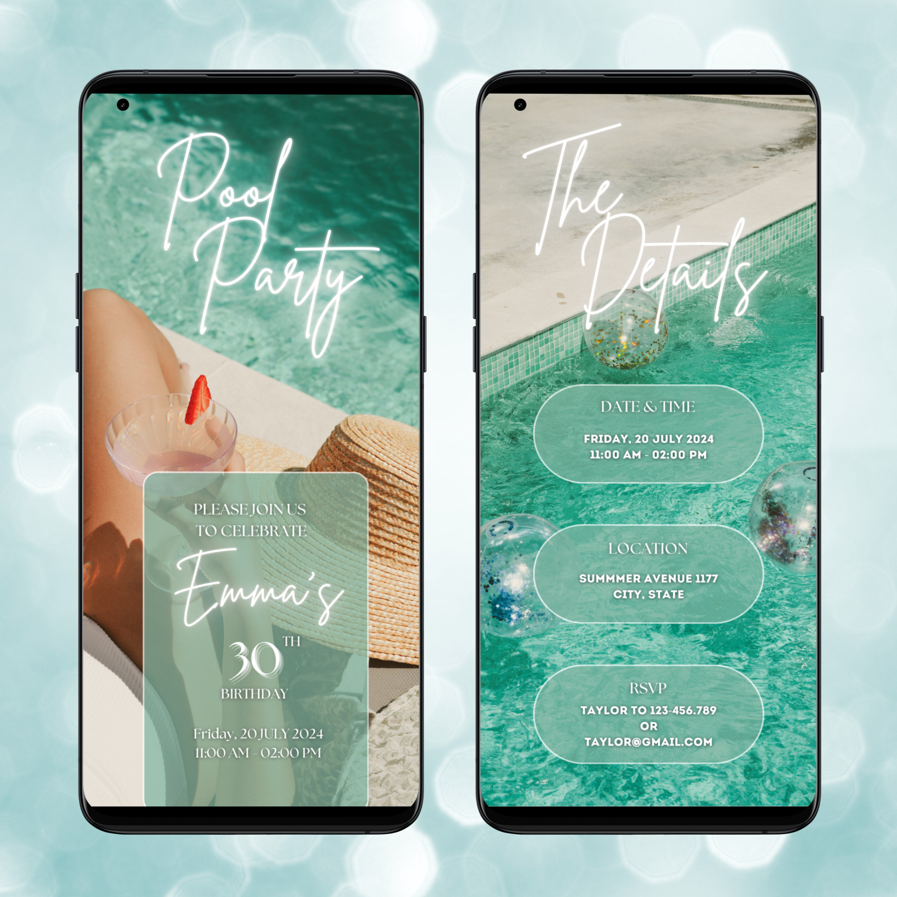 Pool Party Invitation for Adult Pool Party Editable Birthday Invite