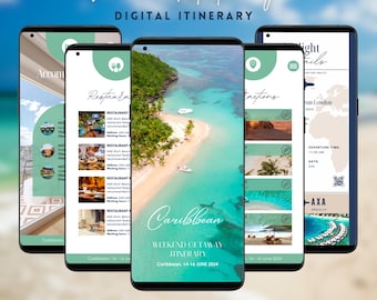 Weekend Getaway Travel Itinerary Template Canva Trip Planner Mobile Honeymoon Itinerary Schedule Girls Trip Itinerary Three Day Vacation