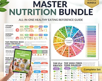 Master Nutrition Bundle Printable Nutrition Charts with Digital Ultimate Healthy Eating Guide All in One Meal Prep Reference Health Fit Diet