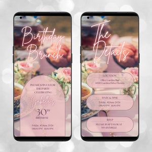 Birthday Brunch Invitation Template Digital Floral Party Animated Invitation Adult Birthday Elegant Flowers Video Garden Party Celebration