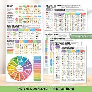Nutrition Pro Bundle All in One Healthy Eating Reference Guide Vitamins Minerals Proteins Nutrients Food Chart Health Fit Diet Print At Home