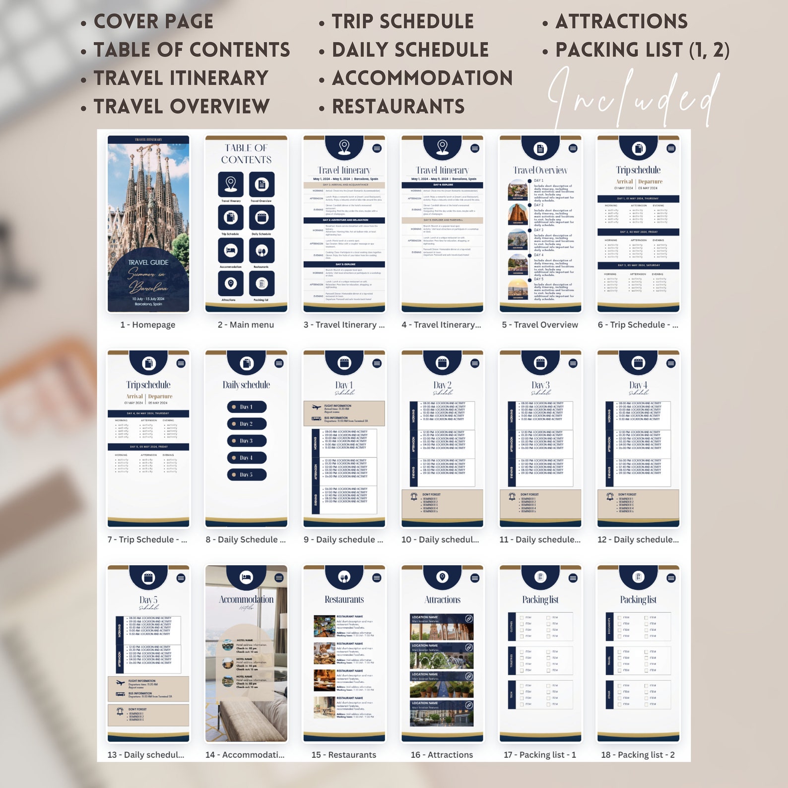Modern Travel Itinerary Template Mobile Itinerary Honeymoon Planner ...