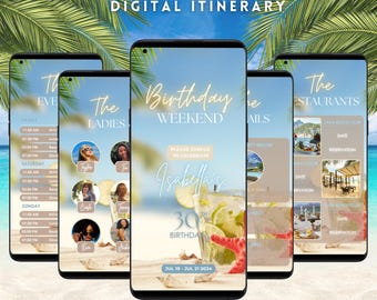 Birthday Itinerary Template Girls Trip Vacation Itinerary Birthday Weekend Invitation Digital Mobile Trip Itinerary Weekend Getaway Planner