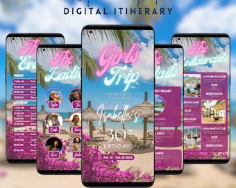 Birthday Itinerary Template Birthday Weekend Invitation Digital Mobile Trip Itinerary Weekend Getaway Planner Girls Trip Vacation Itinerary