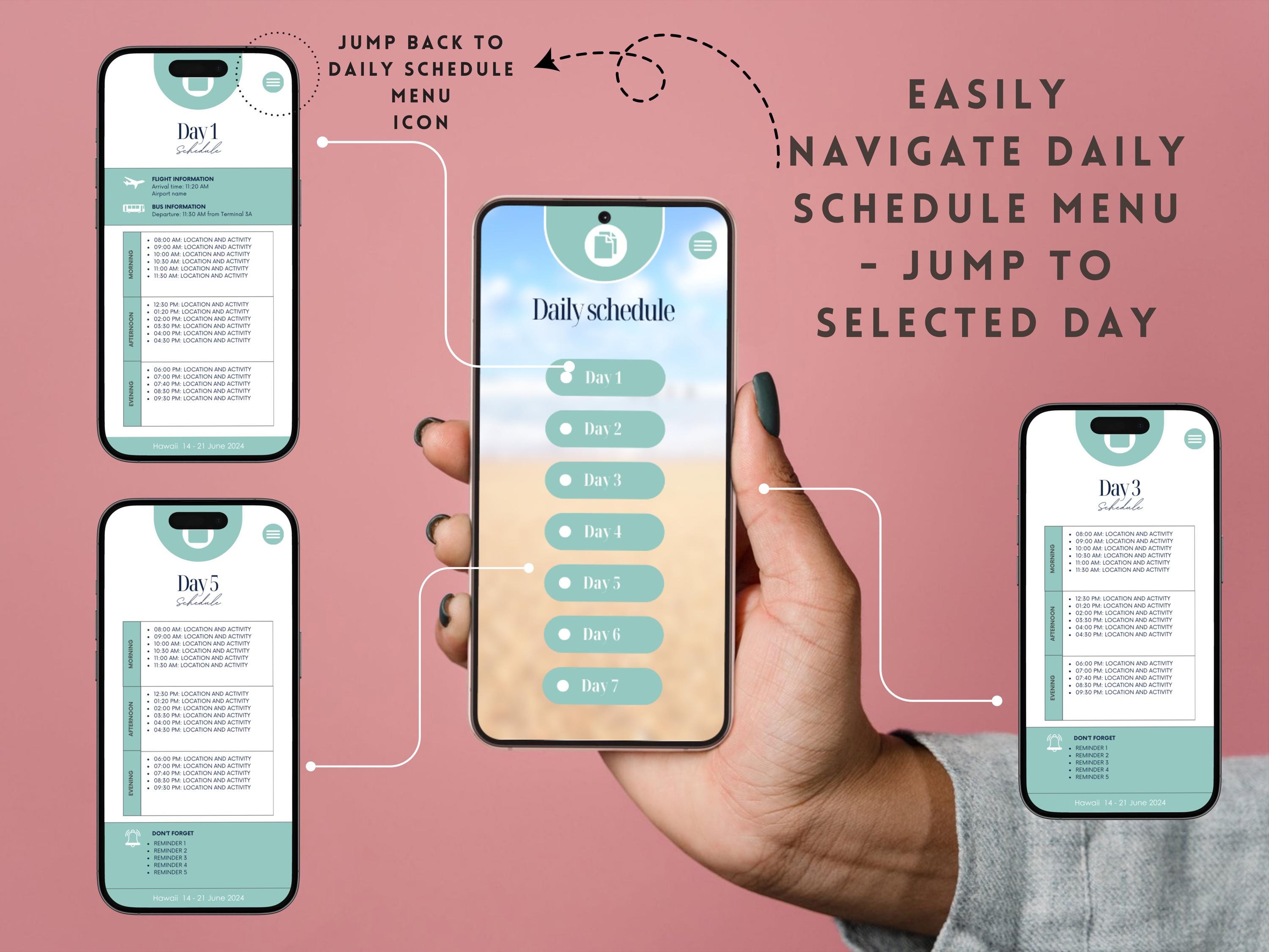 Travel Itinerary Template Vacation Trip Planner Mobile Travel Itinerary ...