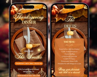 Thanksgiving-uitnodigingssjabloon Geanimeerde digitale video-uitnodiging Thanksgiving-video-evite Thanksgiving-diner Friendsgiving-feestuitnodiging
