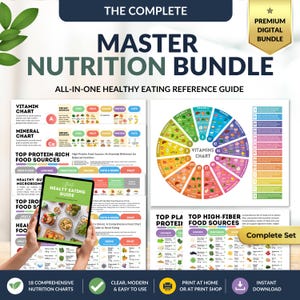 Master Nutrition Bundle for Dietitians & Nutritionists Printable Nutrition Charts Digital Healthy Eating Guide Client Education Handouts