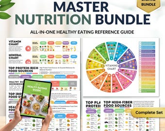 Master Nutrition Bundle for Dietitians & Nutritionists Printable Nutrition Charts Digital Healthy Eating Guide Client Education Handouts