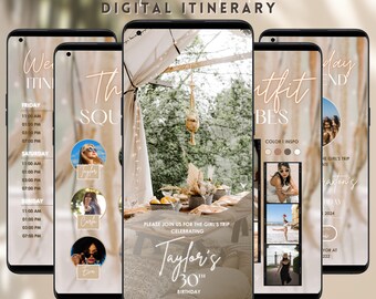 Birthday Weekend Travel Itinerary Animated Trip Invitation Template Mobile Travel Itinerary Girls Weekend Trip Itinerary Boho Vacation