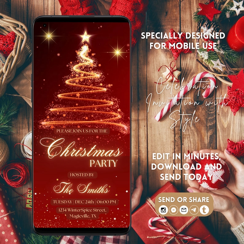 Animated Christmas Dinner Invitation Digital Video Invitation Template