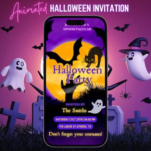 Halloween Party Invitation Digital Personalized Animated Video Invite Customizable Halloween Costume Party Invite Spooky Birthday Evite