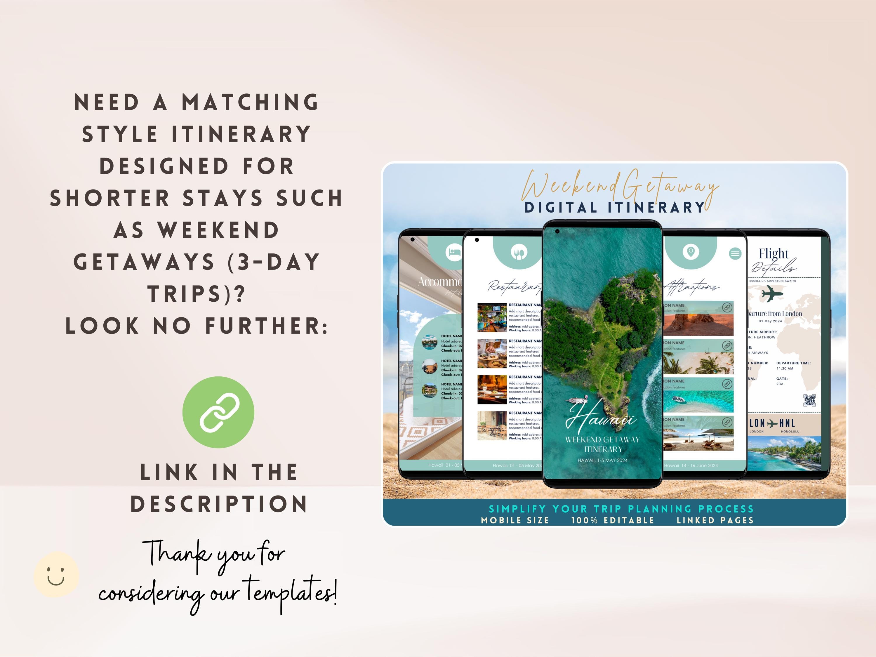 Travel Itinerary Template Vacation Trip Planner Mobile Travel Itinerary ...