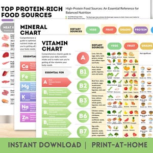 Vitamine Mineralstoffe Proteine Tabelle Ernährung Bundle Gesunde Ernährung Referenz-Handbuch Essentielle Nährstoffe Tabelle Lebensmittel Gesundheit Poster Fit Meal Print