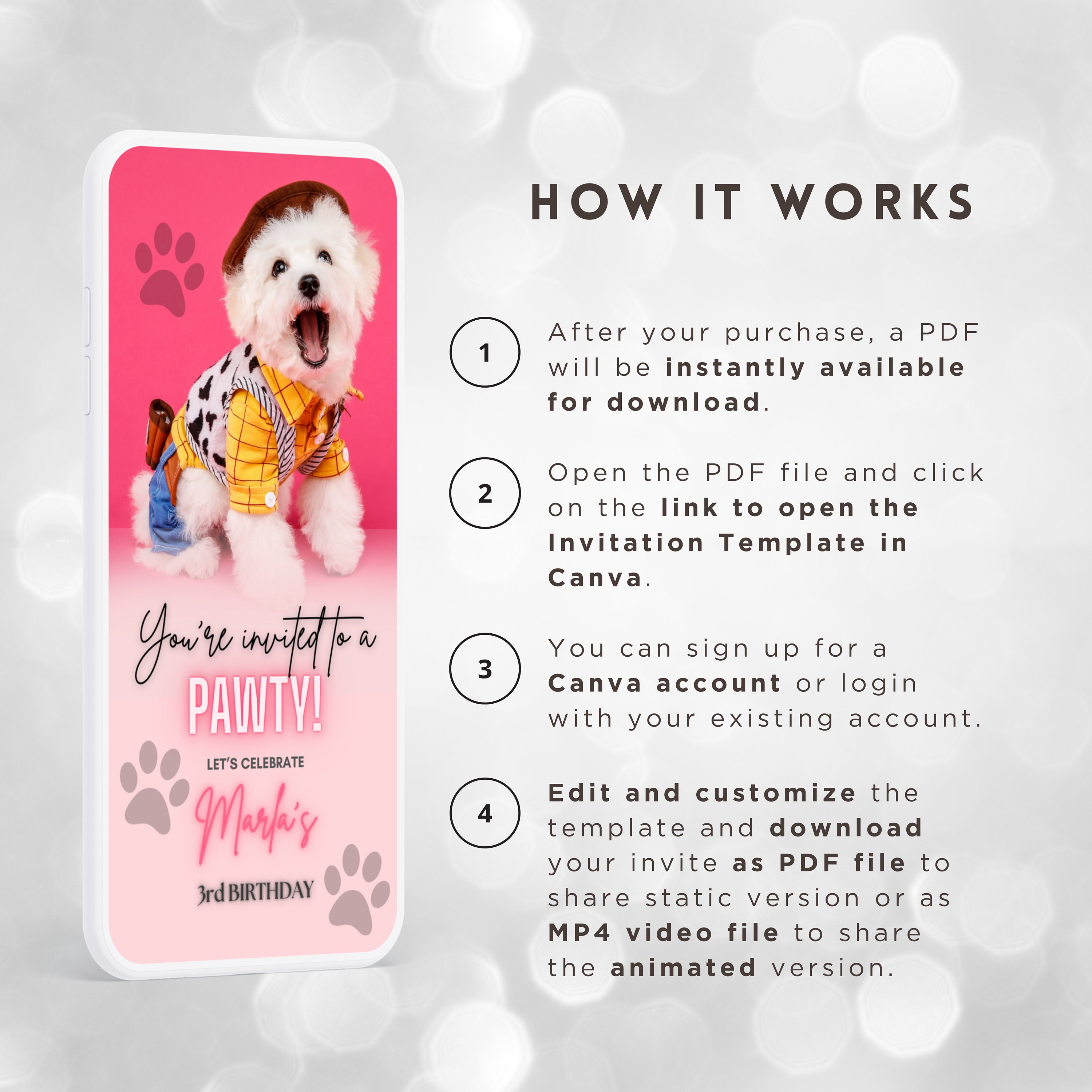 Dog Birthday Party Invitation Puppy Pawty Animated Video Invite Pet ...
