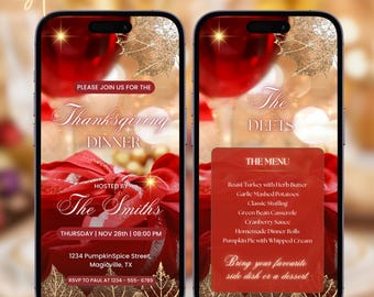 Geanimeerde uitnodiging voor Thanksgiving-feestje Digitale video-uitnodigingsjabloon video Thanksgiving-diner Evite Friendsgiving-feestje uitnodiging canva