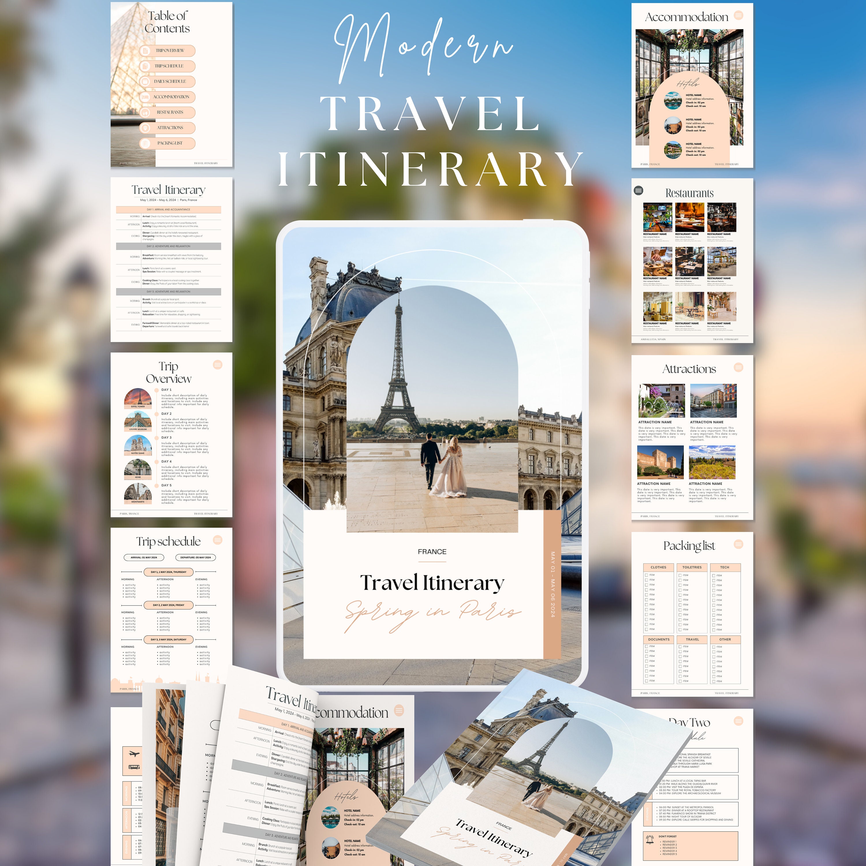 Travel Itinerary Template Honeymoon Planner Mobile Travel Itinerary ...